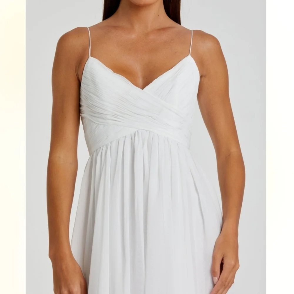 Ieena Mac Duggal White Faux Wrap Sleeveless Flowy Midi Dress New Size XS - Picture 3 of 9